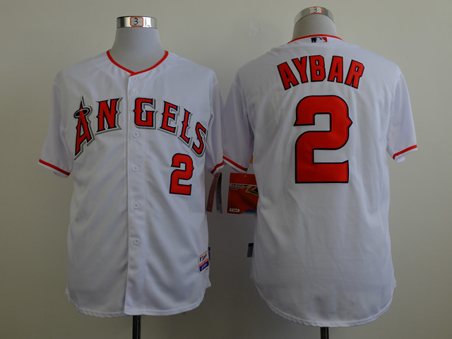Men Los Angeles Angels #2 Aybar White MLB Jerseys